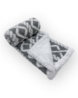 M/C SHERPA FLEECE BLANKET GREY WHITE NET DESIGN