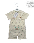 INF BOYS 2PC  NATURAL SAFARI DUNGAREE SET 0-3M