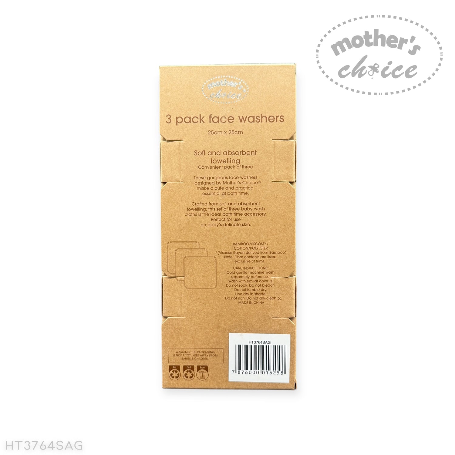 M/C BAMBOO 3PK FACECLOTHS SAGE