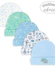 100% COTTON 5 PACK BEANIE HAT SET 'HELLO CUTE'