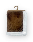 M/C SHERPA FLEECE STRIPE BLANKET BROWN