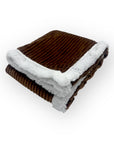 M/C SHERPA FLEECE STRIPE BLANKET BROWN