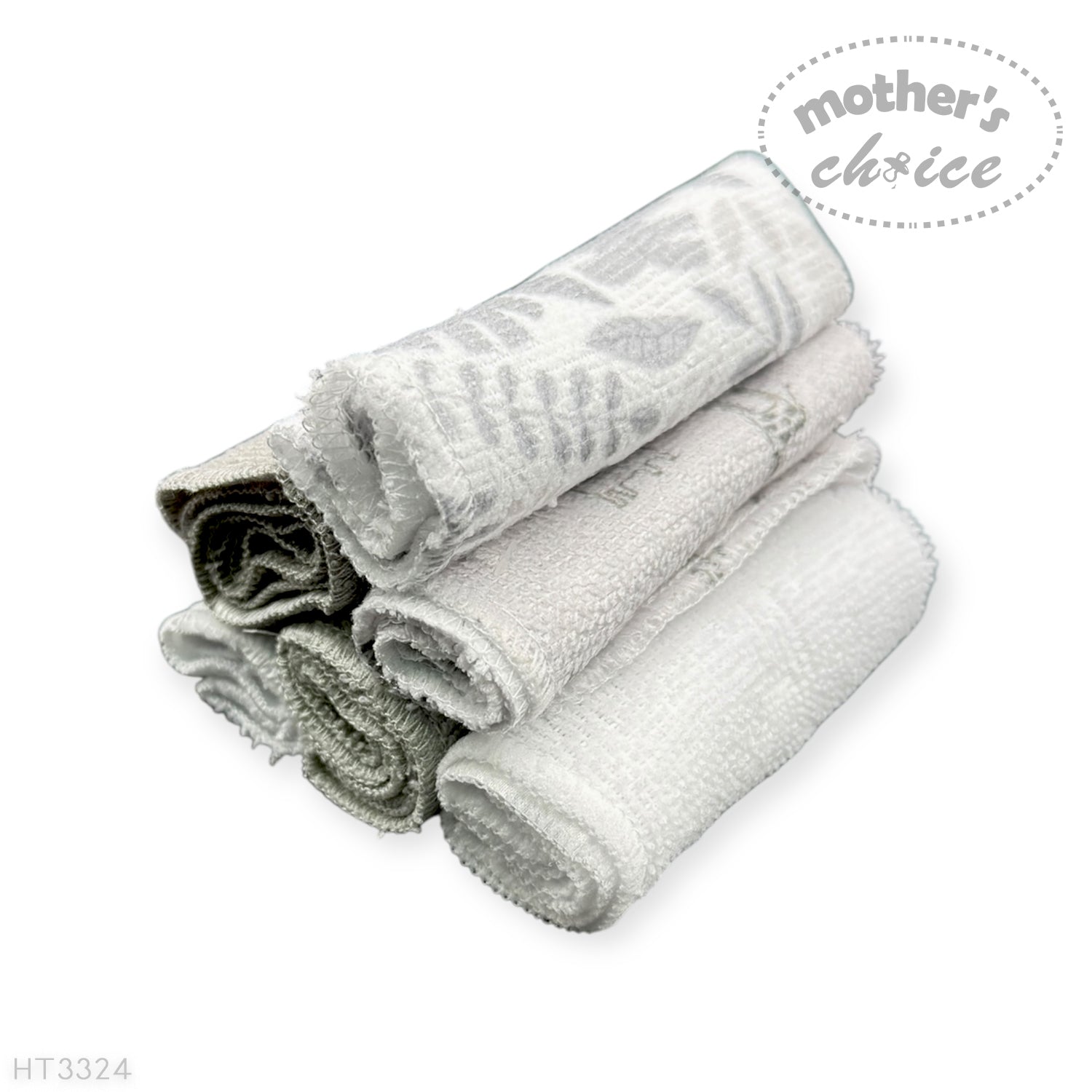 M/C 6 PACK WASHCLOTH SET GREY SAFARI