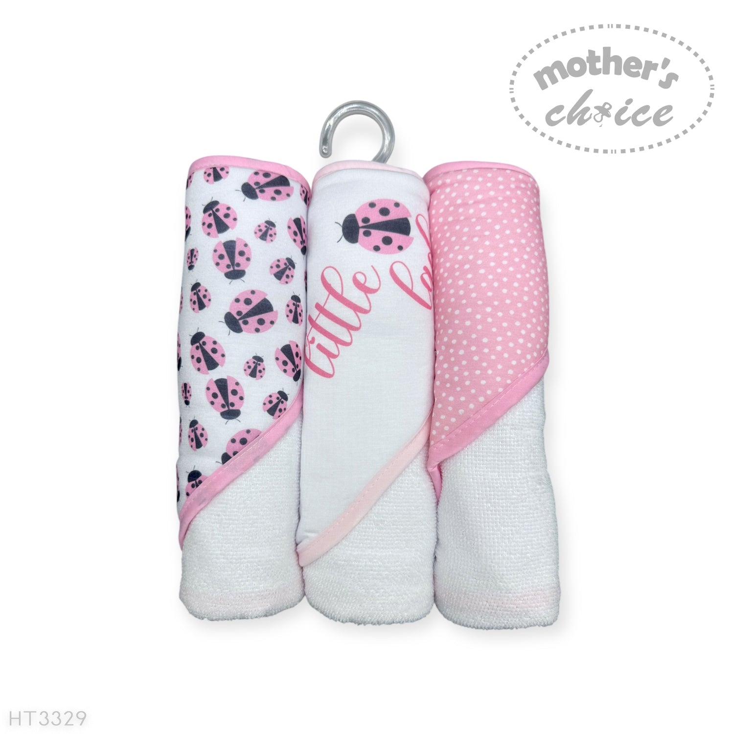 M/C 3PC HOODED TOWELS AND 3PC FACECLOTHS LADYBUG