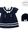 INF GIRLS 2PC NAVY SAILOR SHORT SLEEVE DRESS SET 0-3M