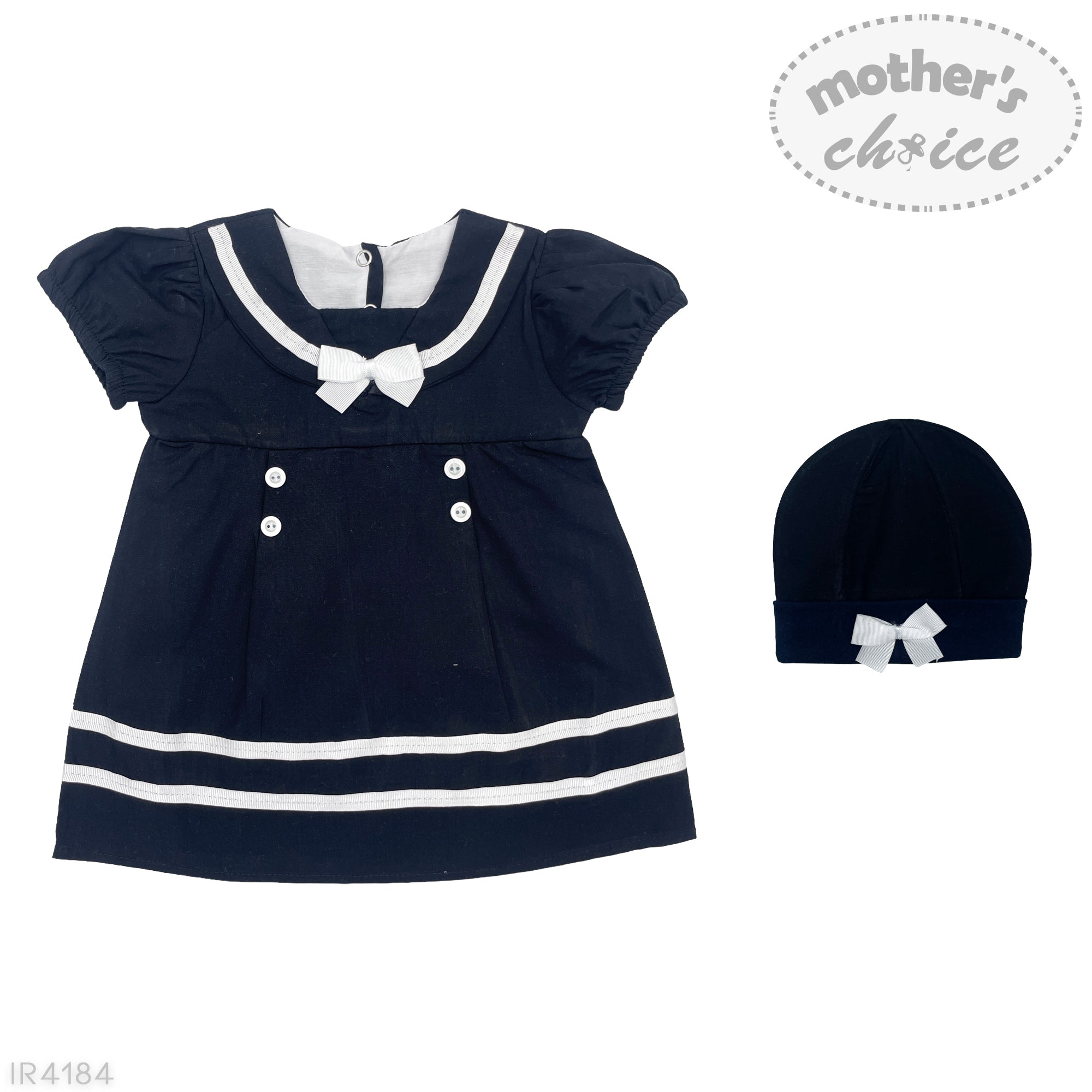 INF GIRLS 2PC NAVY SAILOR SHORT SLEEVE DRESS SET 0-3M