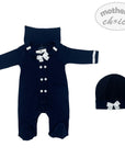 INF BOYS 2PC NAVY SAILOR ROMPER  SET 3-6M