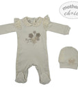 INF GIRLS NATURAL 2PC GROWER  SET 'BEAUTIFUL GARDEN' 0-3M