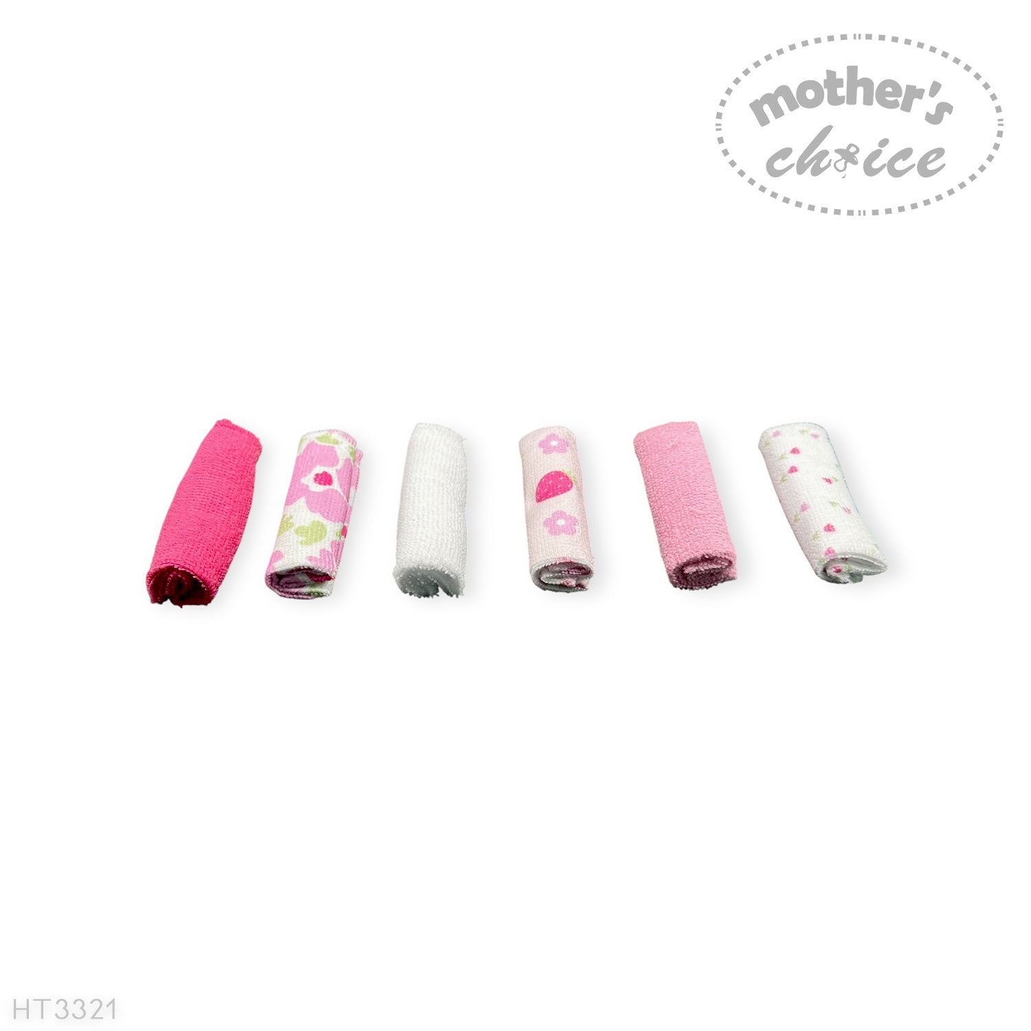 M/C 6 PACK WASHCLOTH SET PINK FLOWERS