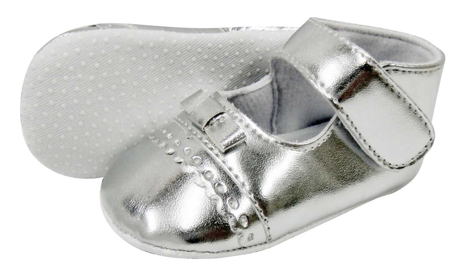 BABY GIRL SILVER SHOE &#39;BOW&#39;