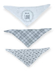 M/C 3 PACK BANDANA BIB SET LOVE-GREY