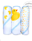 M/C 3 HOODED TOWELS & 3 SQUEAKYS