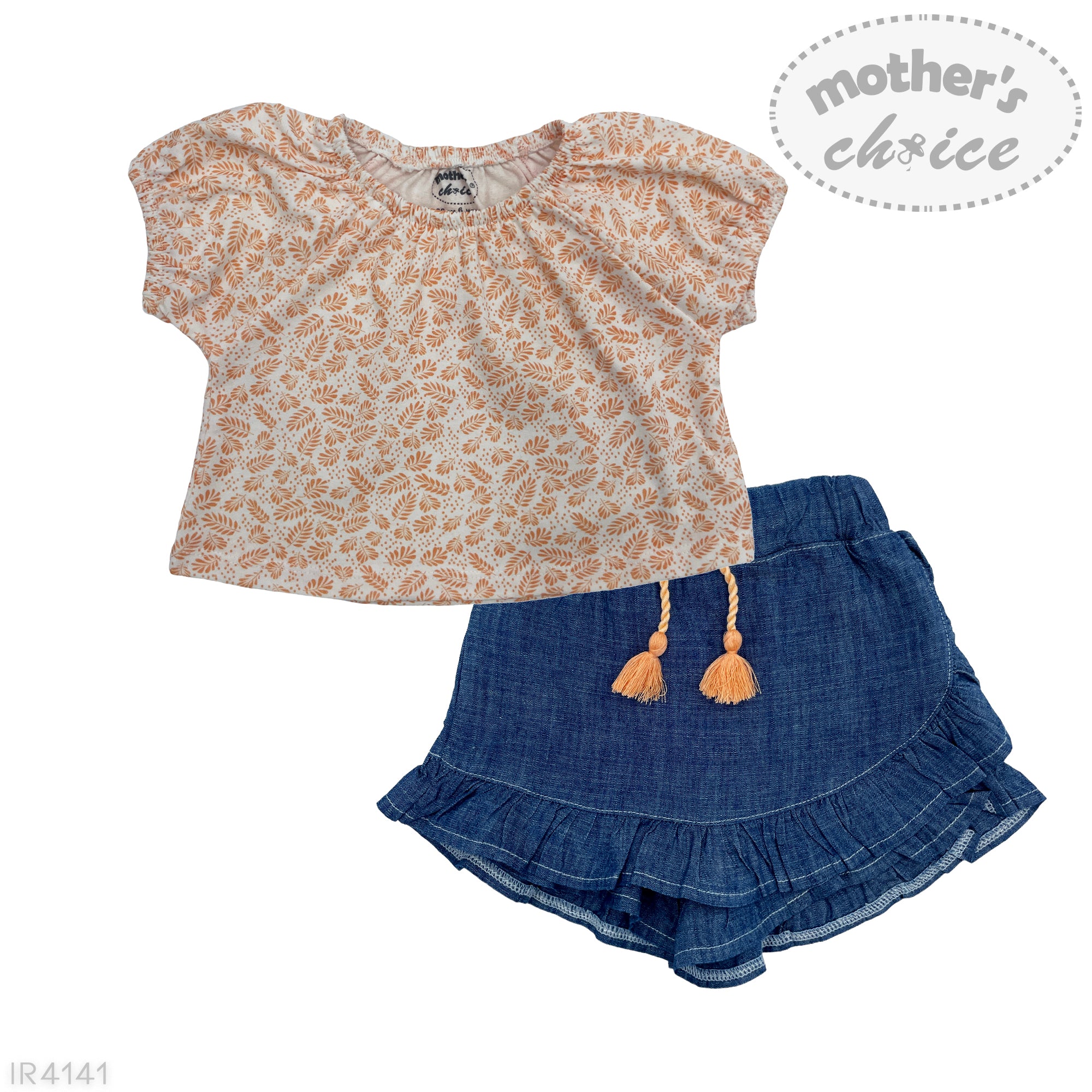 INF GIRLS 2PC SET WITH DENIM SKIRT 12-18M