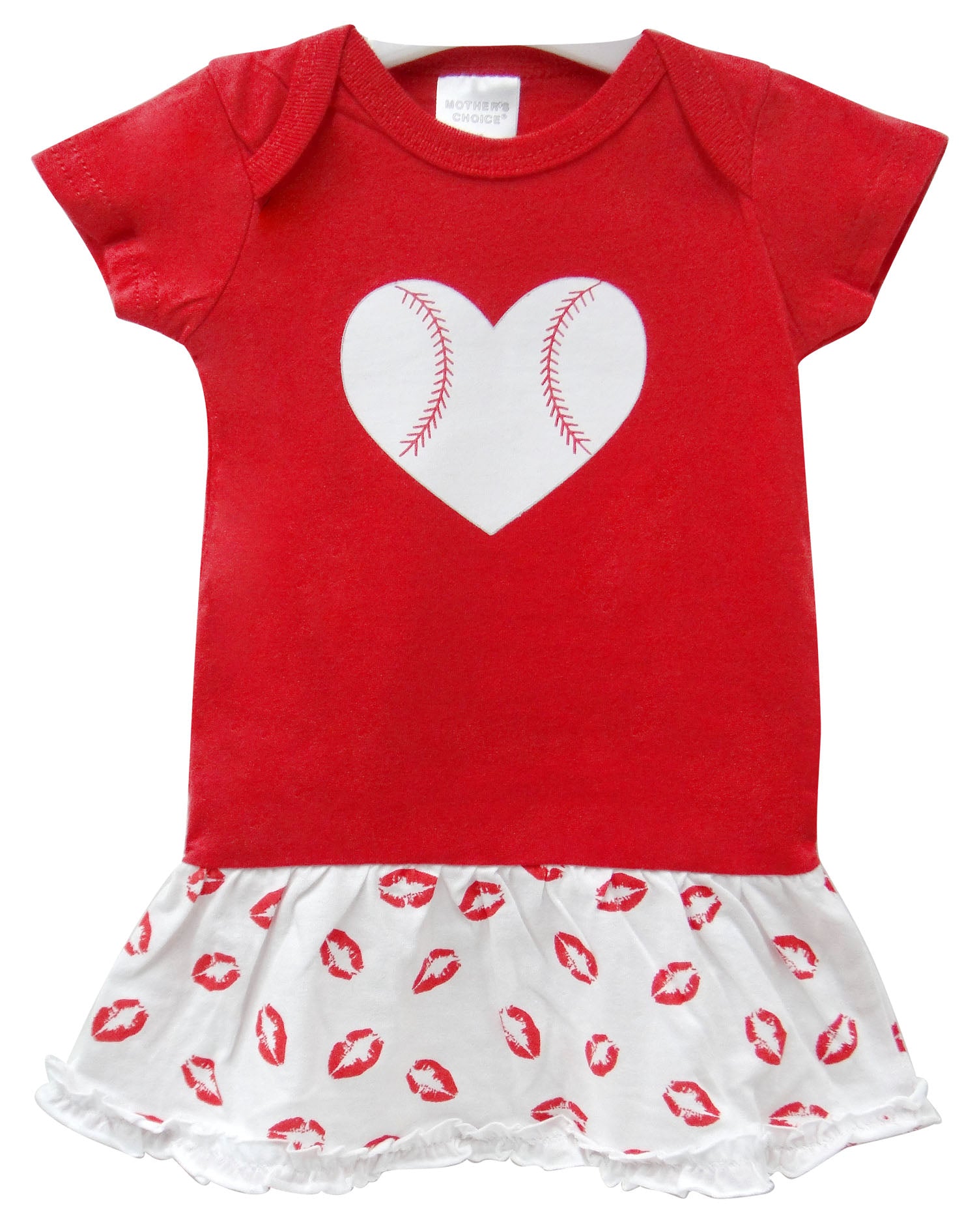 100% COTTON SHORT SLEEVE BASEBALL DRESS 'RED'