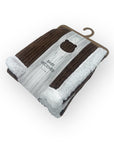 M/C SHERPA FLEECE STRIPE BLANKET BROWN