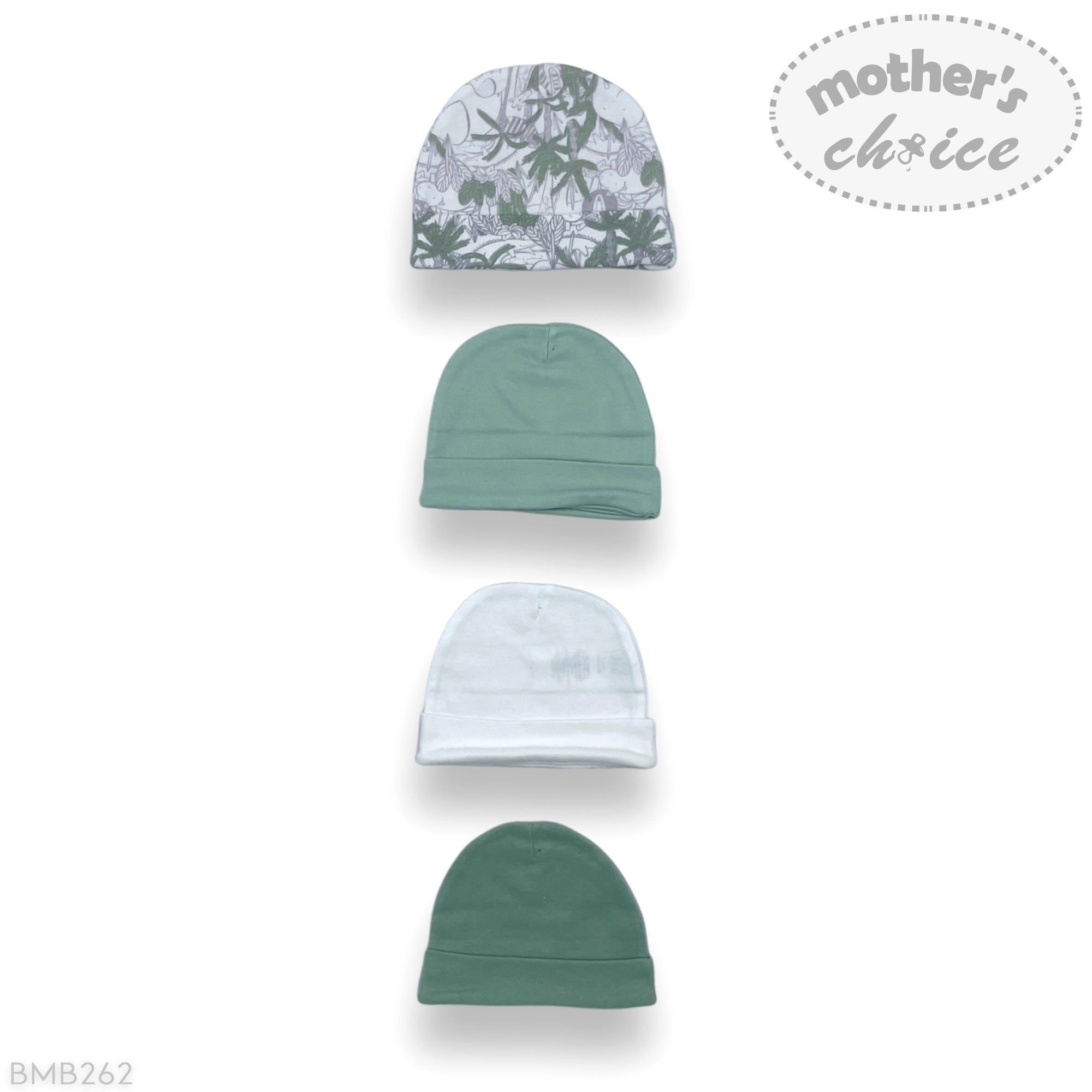 M/C 4PK BEANIE SET GREY/MINT