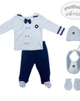 INF BOYS 5PC NAVY SAILOR SET 0-3M