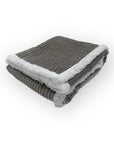 M/C SHERPA FLEECE STRIPE BLANKET GREY