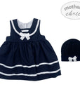 INF GIRLS 2PC NAVY SAILOR SLEEVELESS DRESS SET 0-3M