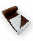 M/C SHERPA FLEECE STRIPE BLANKET BROWN