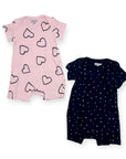 2 PACK ROMPER GIRLS 'HEART/POLKA'