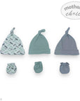 M/C 6PK KNOTTY HAT  AND MITTEN SET GREY/MINT