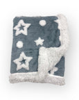 M/C SHERPA FLEECE STARS BLANKET BLUE