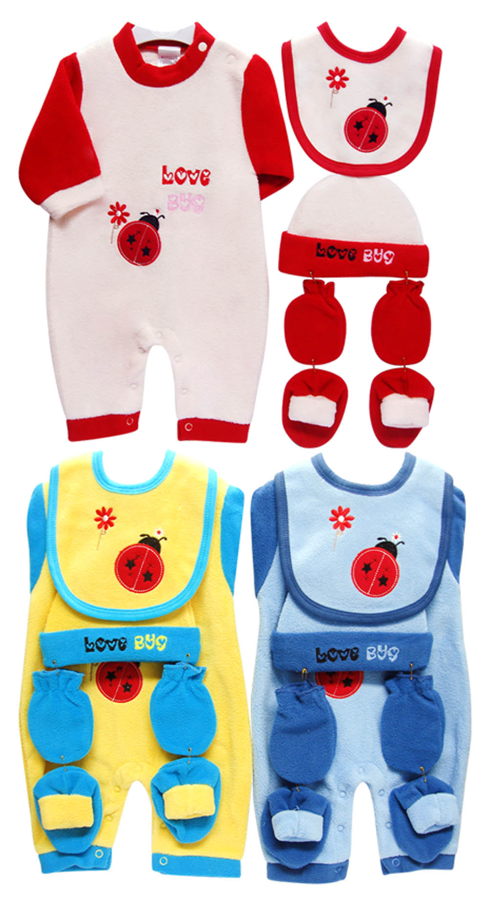 5PC POLAR FLEECE GROWERS SET LOVE BUG