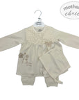 INF GIRLS NATURAL 3PC SET 'BEAUTIFUL GARDEN' 0-3M