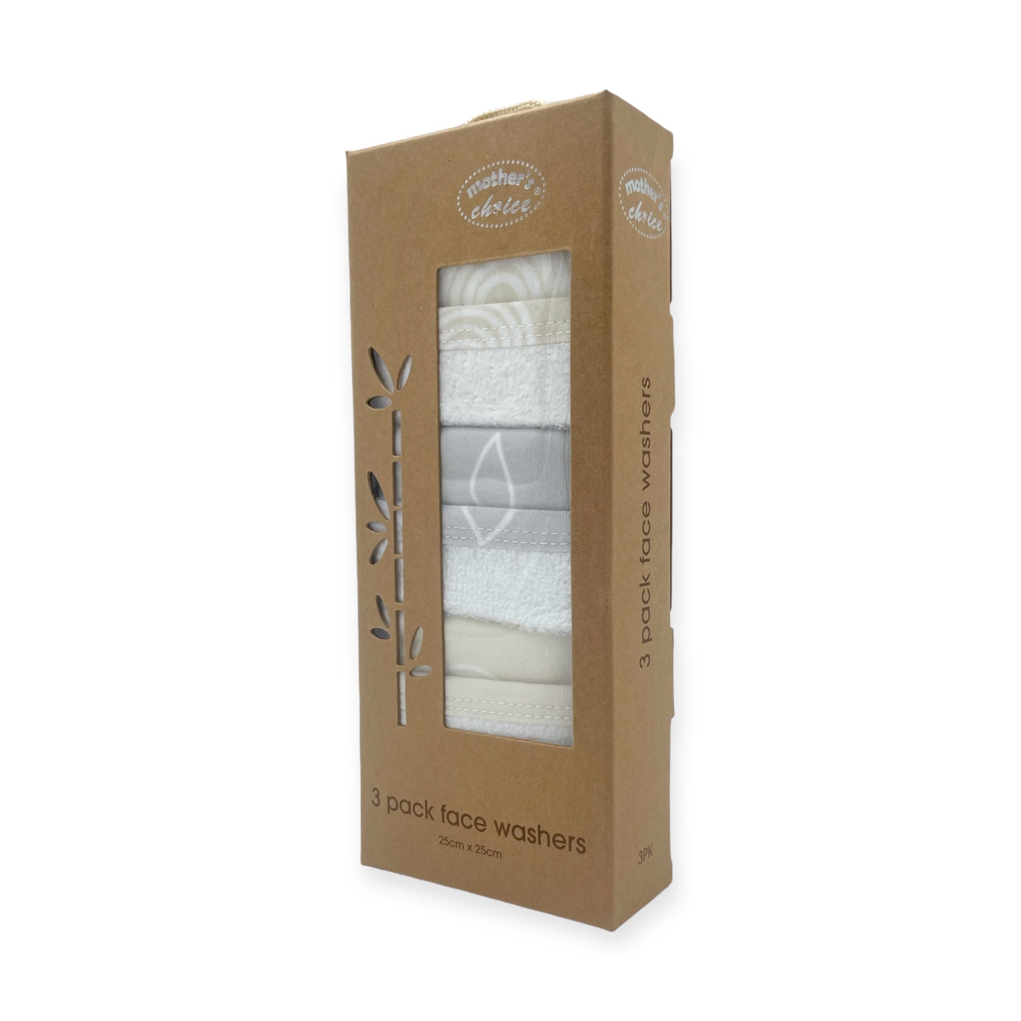 M/C BAMBOO 3PK FACECLOTHS STONE