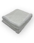 M/C SHERPA FLEECE STRIPE BLANKET WHITE