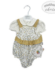 M/C SHORT FLORAL ROMPER YELLOW/GREY 6M