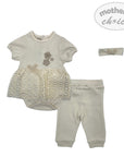 INF GIRLS NATURAL 3PC SET 'BEAUTIFUL GARDEN' 6-9M