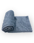 M/C SINGLE LAYER SHERPA FLEECE STRIPE BLANKET BLUE