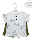 INF BOYS OLIVE 2PC SET 'BOATS' 3-6M