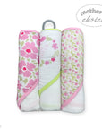 M/C 3PC HOODED TOWELS AND 3PC FACECLOTHS SO LOVED PINK  ROSES