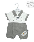 M/C MELANGE GREY CAR ROMPER 6M