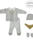 M/C GIRLS 5PC SET YELLOW/GREY N/BORN