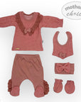 M/C GIRLS 5PC SET ROSE 0-3 MONTHS