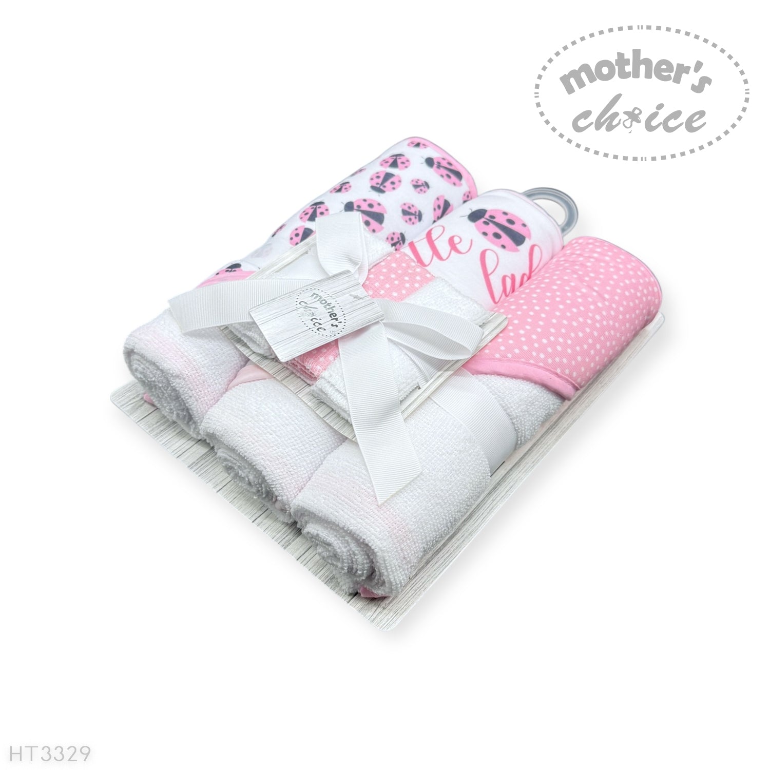 M/C 3PC HOODED TOWELS AND 3PC FACECLOTHS LADYBUG