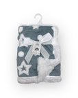 M/C SHERPA FLEECE STARS BLANKET BLUE