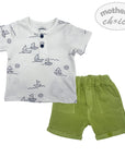 INF BOYS OLIVE 2PC SET 'BOATS' 6-12M