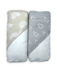 M/C BAMBOO 2PK  HOODED TOWEL STONE