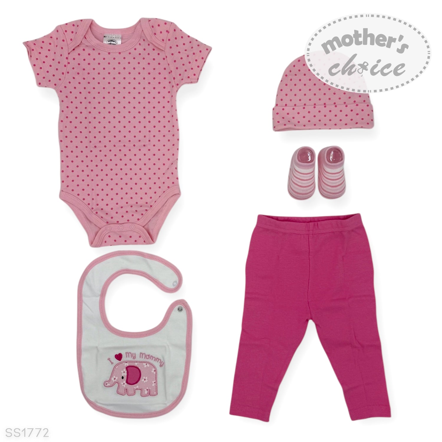 M/C 5 PCS GIFT SET PINK ELEPHANT