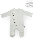 M/C 100% COTTON SIDE BUTTON ROMPER WHT 6-9M
