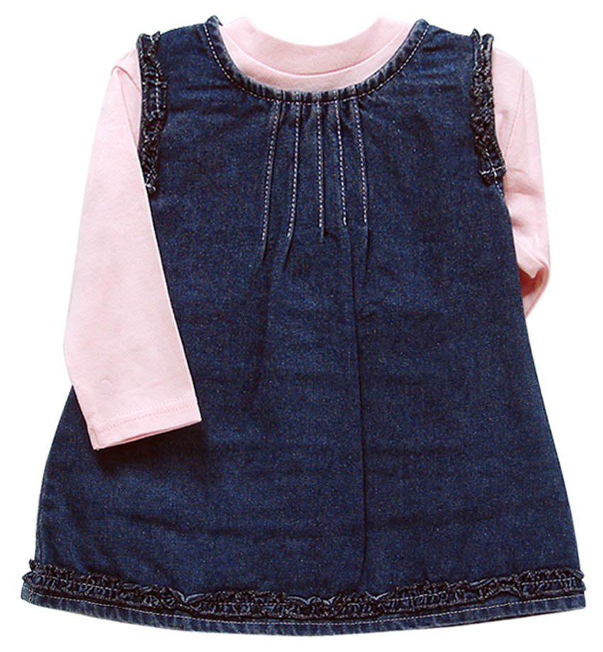 GIRLS DENIM DRESS SET PLEATED