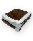 M/C SHERPA FLEECE STRIPE BLANKET BROWN