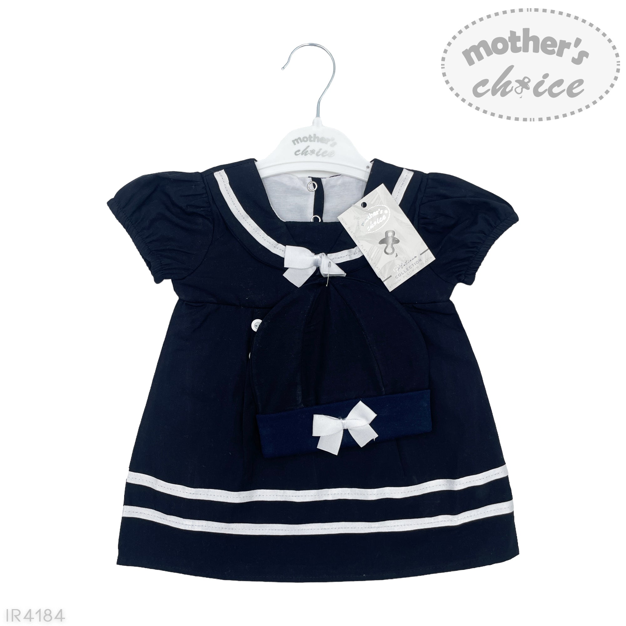 INF GIRLS 2PC NAVY SAILOR SHORT SLEEVE DRESS SET 0-3M