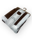 M/C SHERPA FLEECE STRIPE BLANKET BROWN
