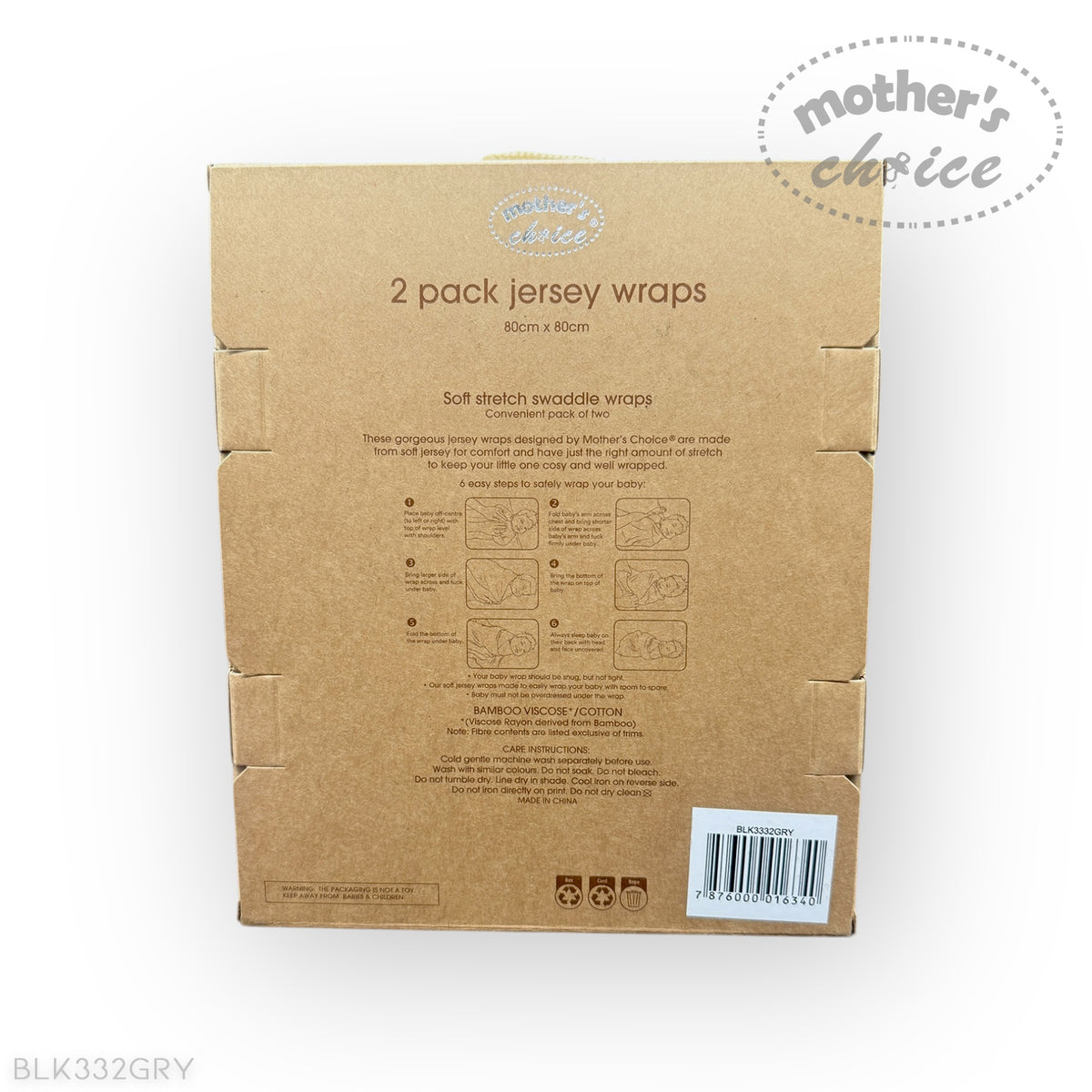 M/C BAMBOO 2PK JERSEY WRAP GREY